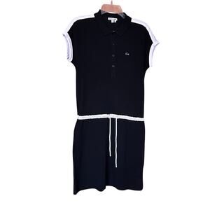 Lacoste Tenniscore Polo Dress Black White Sz 38 US 6 Sporty-Prep Athleisure